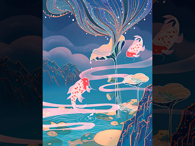 Fish flat illustration ux