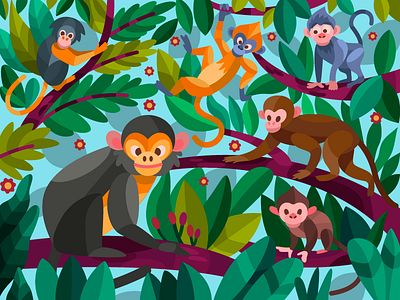 Nimble monkeys art artist artwork cartoon cartoon illustration color coloringbook design digital digital art digital illustration digital painting drawing flat illustrator monkey ui vector vector art vector illustration