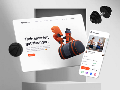 Fitness Pro – Light & Dark Theme 3d 3d icon 3d illustration app basketball boxing class clean course dark theme desktop fitness fitness pro minimal mobile mockup navigation ui ux workout