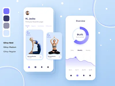 Yoga App Concept UI Design app concept clean app clean ui clean ui ux color dashboard app dashboard design dashboard ui font icon illustration ios app ios app design ui design ui ux design workout workout app yoga app yoga app concept ui design