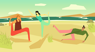 Yoga At The Beach art art direction brand identity character design drawing flat gouache illustration illustrator painting