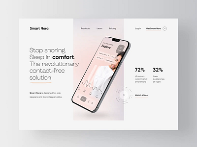 Smart Nora - Website Landing Page Design ehr emr health app health care healthcare medecine medical medical app medical care medicine patient rondesign sleep tracker tracker app trackers web design webdesign website