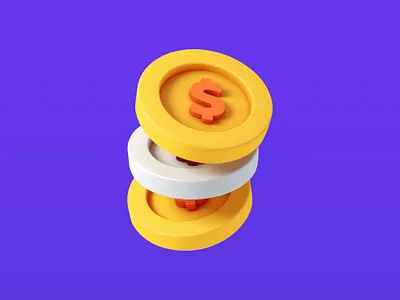 c4d-金币练习 design icon ui