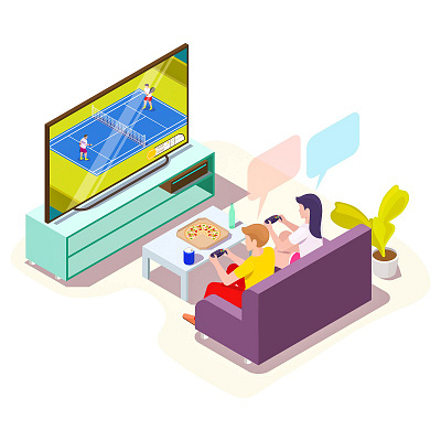 boy and girl playing tennis boys bright concept design games girl illustration isometric low poly low poly lowpoly playing tennis vector