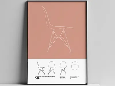 Eames DSR Chair Poster Mid Century Poster Art Print - Minimal architecture bauhaus chair design eames eames chair furniture homedecor illustration mad men midcentury modern modernism poster poster art poster design posters print vector wall art walldecor