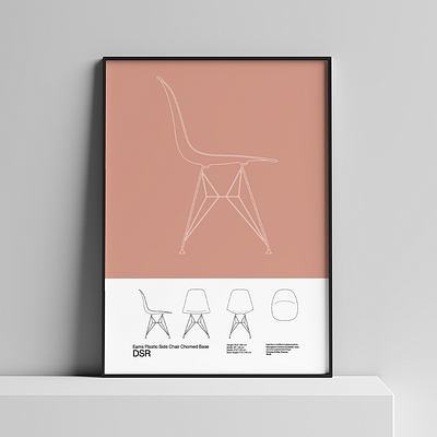 Eames DSR Chair Poster Mid Century Poster Art Print - Minimal architecture bauhaus chair design eames eames chair furniture homedecor illustration mad men midcentury modern modernism poster poster art poster design posters print vector wall art walldecor