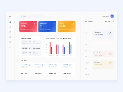Uni dashboard app design dashboard design dashboard ui schedule dashboard school app school dashboard statistics student app student profile task management app typography university university dashboard