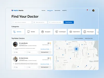 Form to book a medical appointment- Dashboard appointment appointment booking booking categories clean ui dashboard dashboard design design doctor doctor appointment form icons map medical medical app medicine minimal online booking ui ux