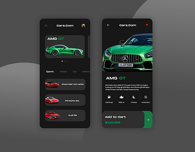 Car Store App amg app design audi colorful corvette design graphicdesign illustration interface interfaces mercedes porsche ui ux