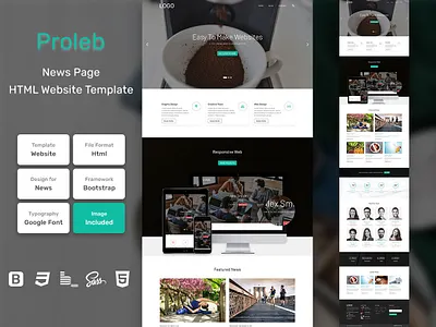 Proleb News Page HTML Web Template V1.0 bem blog business homepage html personal portfolio sass shop store web website