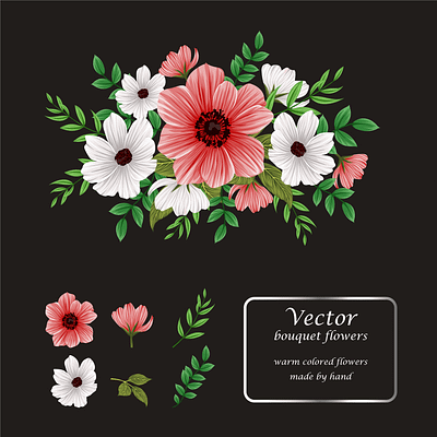 elegant flower bouquet vector with hand drawing background blossom bouquet floral flower flower bouquet full color hand drawn handmade illustrator leaf leaves pattern reed spring summer vector white