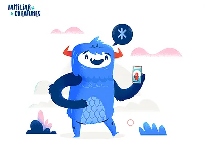 :::Familiar Creatures - Happy Monster::: character character design characters design funny happy illustration mobile monster vector