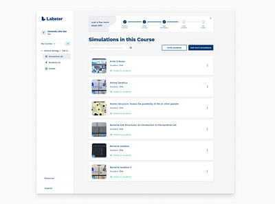 My Labster - Simulation list app design flat graphic design minimal ui ux web website