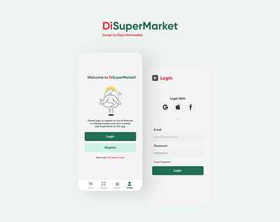 Super Market Delivery App app applicaiton application branding delicious delivery app design flat green grocery grocery app illustration mobile application mobile ui red supermarket ui