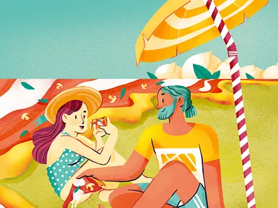 Pizza lovers art quotes beach beach party couple editorial editorial illustration fantasy illustration landscape landscapes ocean pizza seaside