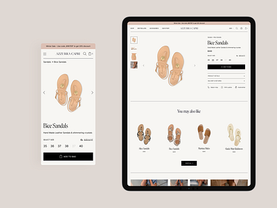 Azzurra Capri - Sandal Store 👡 branding design ecommerce ecommerce design ecommerce shop ipad ecommerce product page sandals shoes store shop shopify store store design typography