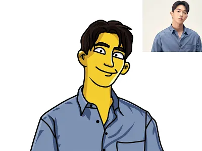 Simpsons Style with Nam Joo-hyuk Actor actor actors artwork character clip studio paint digital painting digitalart drama half body human illustration korean korean actor korean actress nam joo hyuk simpsons start up yellow yellow character yellow simpsons