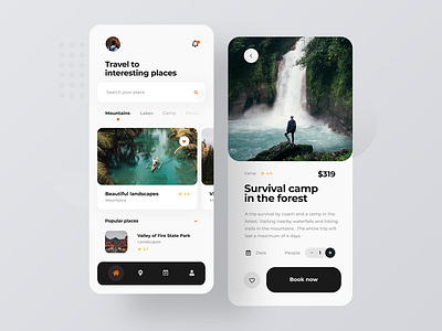 Travel - Mobile App concept concept design hotel journey minimalist mobile mobile app mobile app design mobile design mobile ui survival travel ui ui concept ux