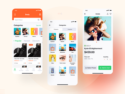 Dezly Ecommerce App app app design application e commerce e commerce app ecommerce ecommerce app ecommerce design ios minimal mobile mobile app mobile app design mobile ui online store shop shopping shopping app typography uiux