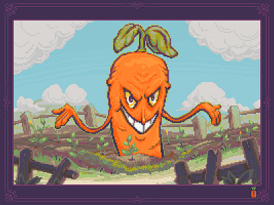 Chauncey Chantenay aka Psycarrot 🥕 [pixelart] 16bit 8bit aseprite boss carrots cartoon character character design cuphead evil illustration pixel pixel art pixelart pixelartist pixels psycarrot retro art sprite