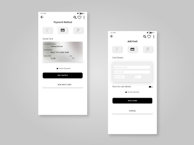 Payments method adobe xd app design mobile ui ui webuiuxdesign