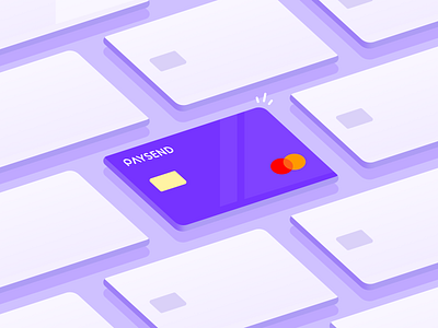 Purple Paysend card 💜 2d app credit card design finance fintech flat design hanateh illustration isometric mastercard money transfer paysend simple ui design vector