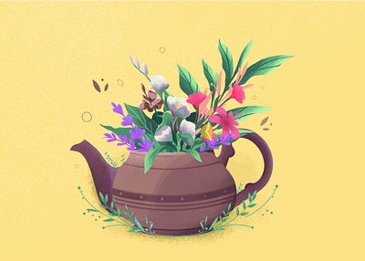 Flowers 2d animation design flower illustration nature plants teapot vector