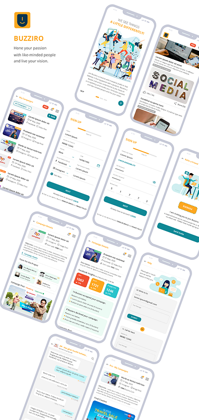 Buzziro Mobile App mobile app design ui ux