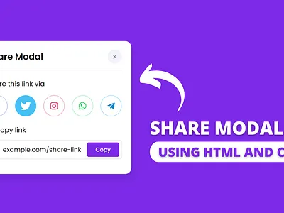 Popup Share Modal UI Design using HTML CSS & JavaScript