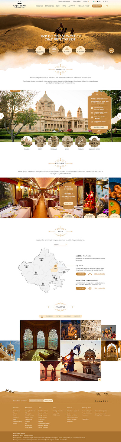 Rajasthan Tourism ui ux website design