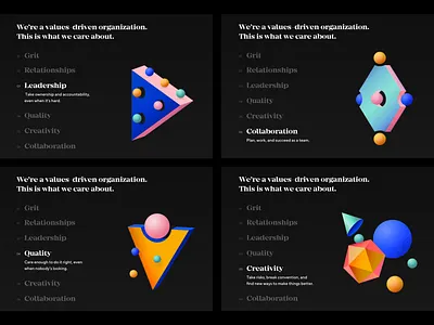Tiller website illustrations 3d 3d art branding dark mode geometric icons illustration web