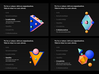 Tiller website illustrations 3d 3d art branding dark mode geometric icons illustration web