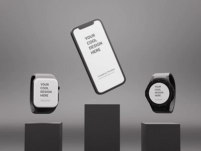 Black Mockup Triplet 3d animation apple watch blender design illustration library mobile mobile app design mobile design mobile ui mockup mockups mockups design resources samsung gear ui design