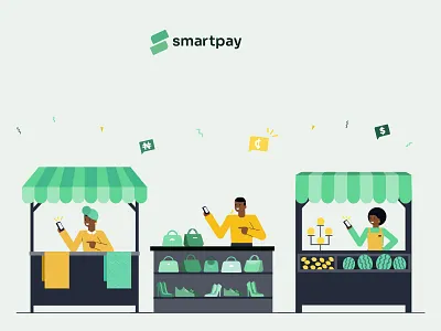 SmartPay Illustration System accra black people illustration brand identity branding character illustration character illustration system design fintech app fintech illustration flat characters flat design flat illustration ghana illustration illustration library money shops illustration