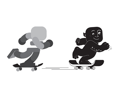 Monster- Skateboarding black and white character animation character design flat design illustraion illustration illustrator monster skateboarding vector illustration