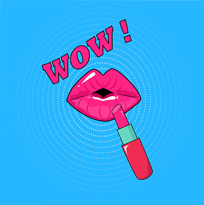 pink lips cartoon design illustration illustrator lips lipstick logo minimal mouth pink popart vector vector image wow