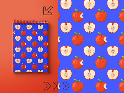 pattern with apples 8 bit design apple background cartoon fabric design food fresh fruit healthy ornament pattern pixel art print retro seamless pattern summer surface design textile vector wallpaper