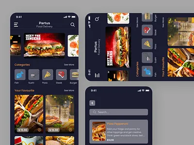 Food App app design minimal ui ux