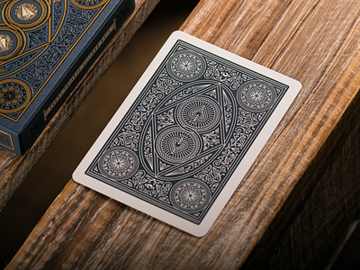 The Illusionist Deck (Back Design) badge engraving etching graphic design illustration illustrator line art peter voth design playing card playing card design playing cards