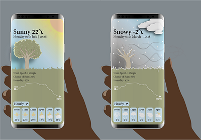 Sunny vs Snowy Weather App Design app art branding design graphic design icon illustration illustrator logo vector