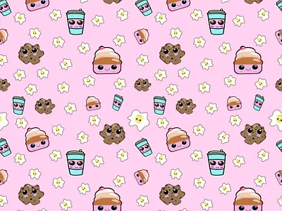 Huevito, cafe y galletitas. cute art cute illustration design diseño de patrones diseño gráfico illustration infantil patron pattern design vector art