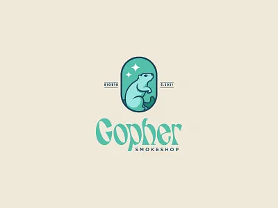 Gopher 03 animal badge brand branding color gopher green logo logotype marca typography