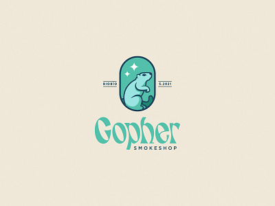 Gopher 03 animal badge brand branding color gopher green logo logotype marca typography