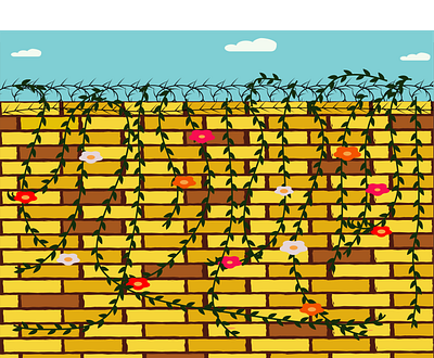 Wall with Flowers adobe illustrator digital illustration digital scenery vector art wall art