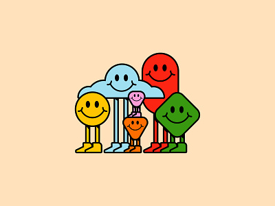 Friends color firendly friends happy illustration shapes smile smiley face