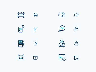 GM | Responsive Iconography cars diagnostics duotone gm icon design icon designer icon set iconography icons line responsive scalable tiered vehicles