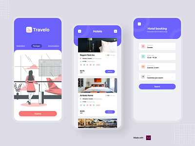 Travelo App adobexd branding design illustration illustrator ios app design ui uidesign uiux vector