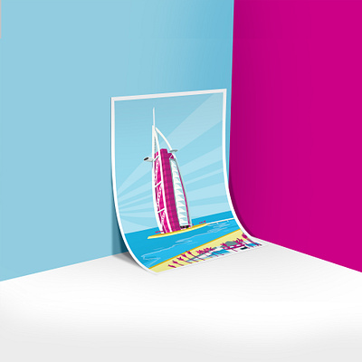 Flat Design Burj Al Arab cmyk flatdesign illustration