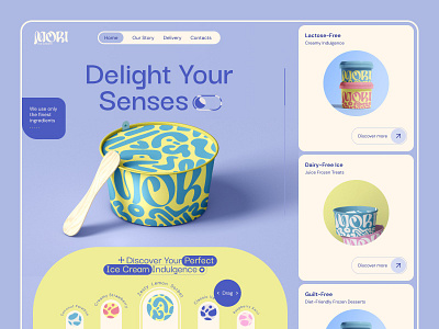 Ice Cream Shop Website delight dessert shop desserts e commerce food website ice cream ice cream design intuitive layout landing page modern ux platform product showcase sweet treats typography ui design user friendly ux design ux ui design web design website