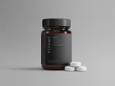 Vitamé Capsule Label Design branding design minimal mockup packaging packaging design packaging mockup packagingdesign typography